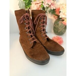 Vtg Tod's Rubber Soled Hiking Boots Brown‎ Suede Women's 37/7 US Boho Grunge EUC